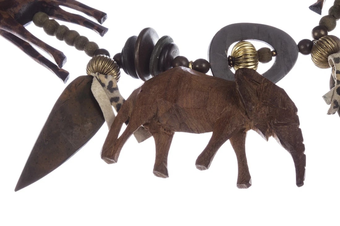 African Wood Safari Bead Charm Necklace - 3