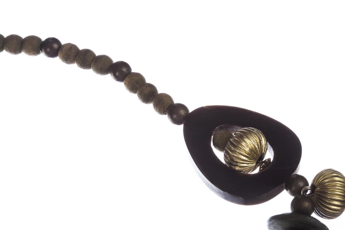 African Wood Safari Bead Charm Necklace - 6