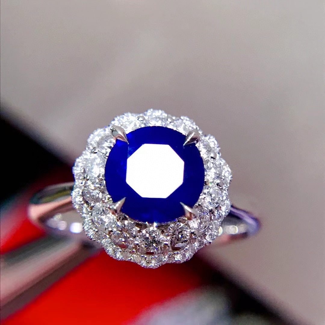 14K GOLD 2.01 CTW NATURAL SAPPHIRE and DIAMOND RING - 3