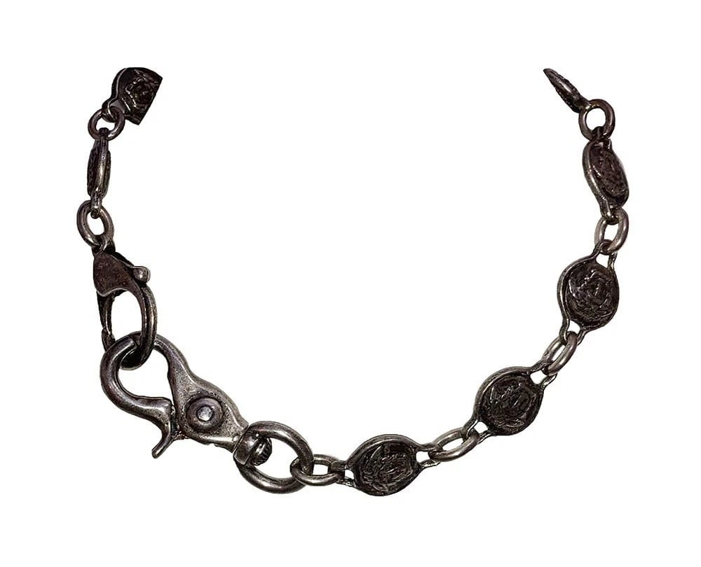 Versace Silver Tone Medusa Greek Key Coin Necklace Wallet Chain - 2
