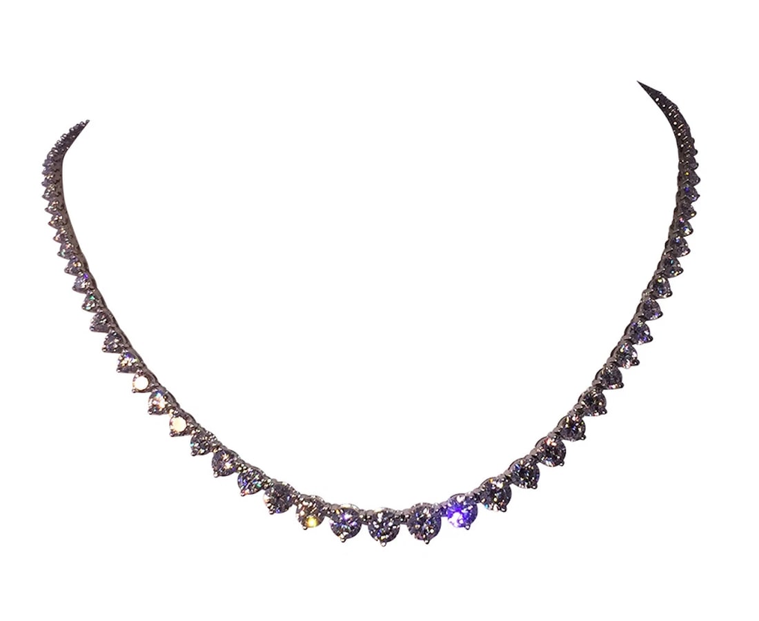 Sterling Silver Graduated Cubic Zirconia CZ Necklace - 2