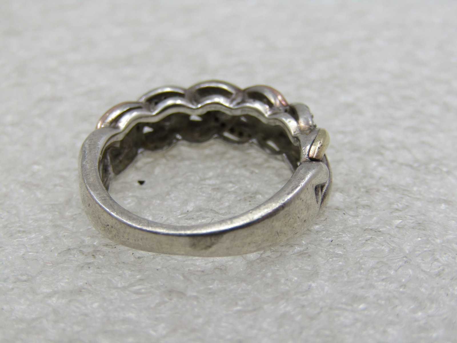 Vintage 10kt and Sterling Braided Diamond Band Ring, Sz. 5 - 5