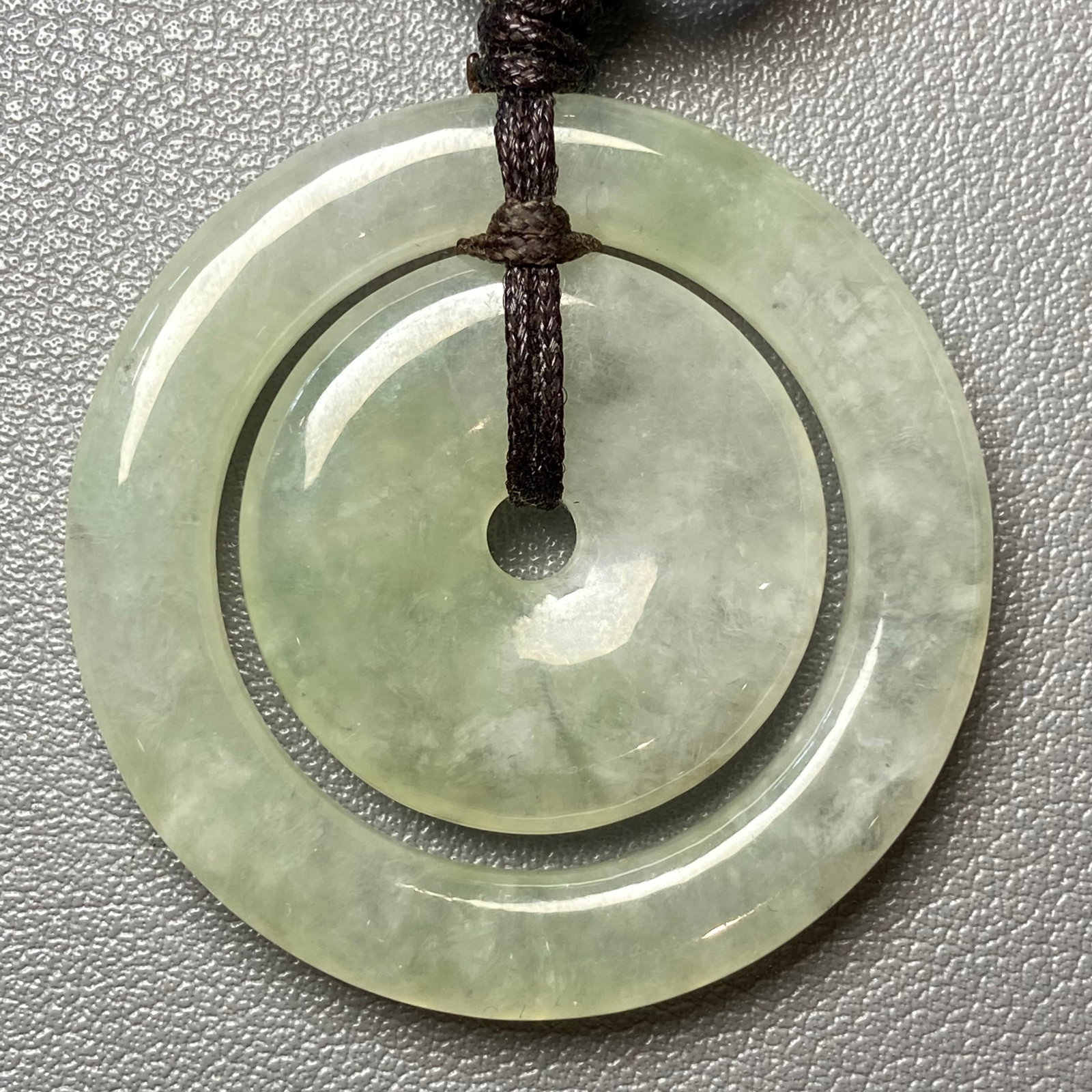 Natural Burmese light green ice jadeite jade concentric circle peace buckles - 2