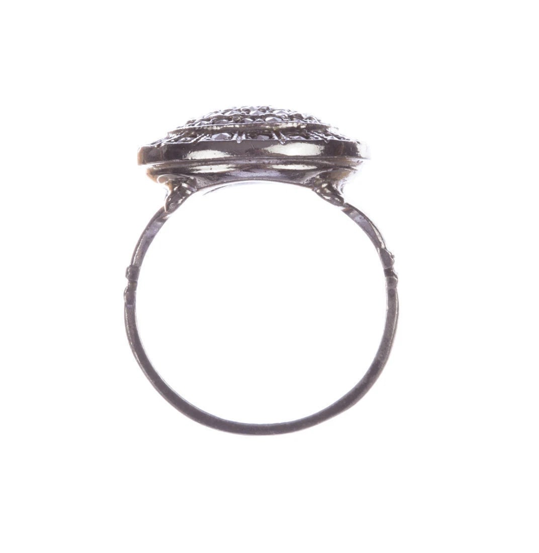 Art Deco Sterling Silver and Marcasite Circular Ring - 4