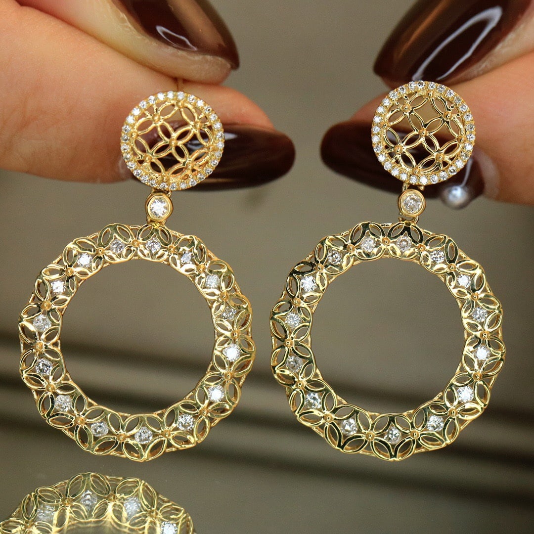14K GOLD 0.55 CT NATURAL H DIAMOND EARRINGS - 2