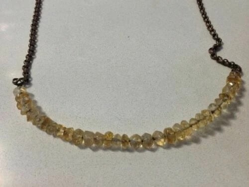Vintage Hand Made Sterling Silver Faceted Citrine Bead Necklace One of a Kind - 2