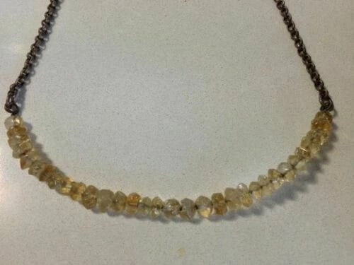 Vintage Hand Made Sterling Silver Faceted Citrine Bead Necklace One of a Kind - 3