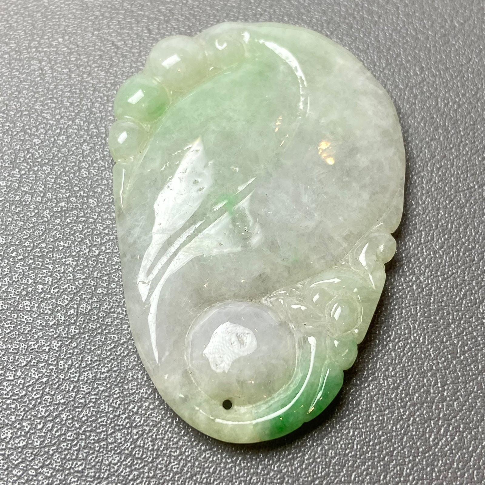 Antique Chinese Natural Icy Apple Green Jadeite Jade Ruyi Statue - 3