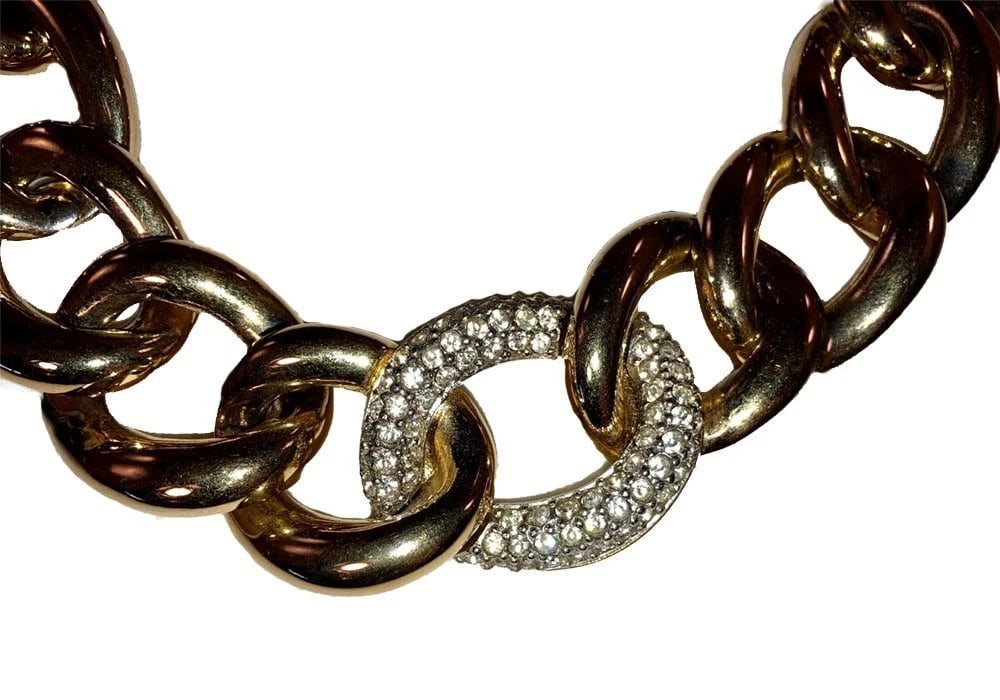 Givenchy Huge Runway Goldtone Rhinestone Chain Link Statement Necklace - 4