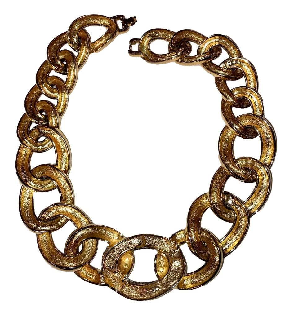 Givenchy Huge Runway Goldtone Rhinestone Chain Link Statement Necklace - 5