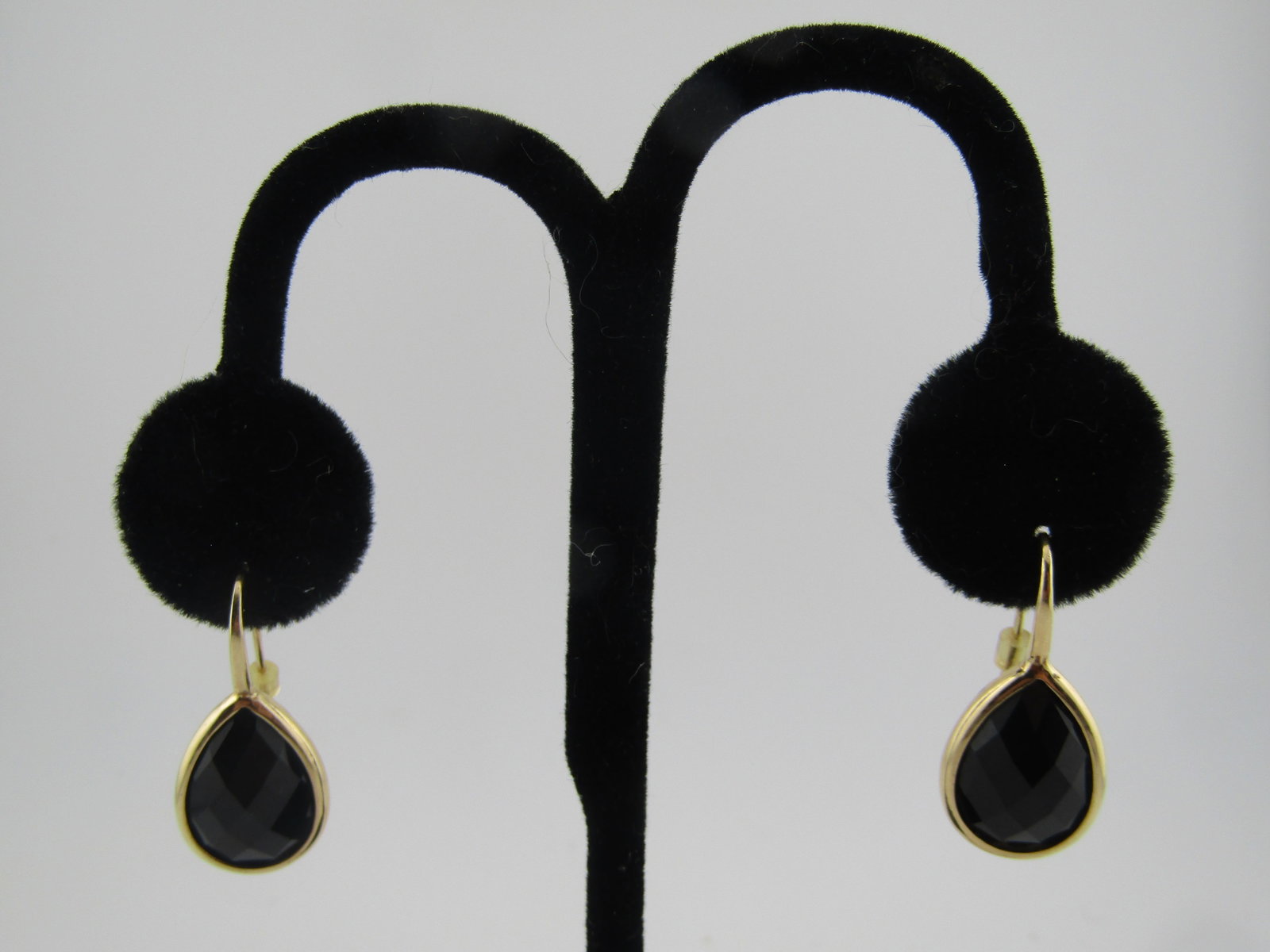 Vintage 14kt Black Onyx Earrings, Pierced, 1980's-1990's (1 of 6)