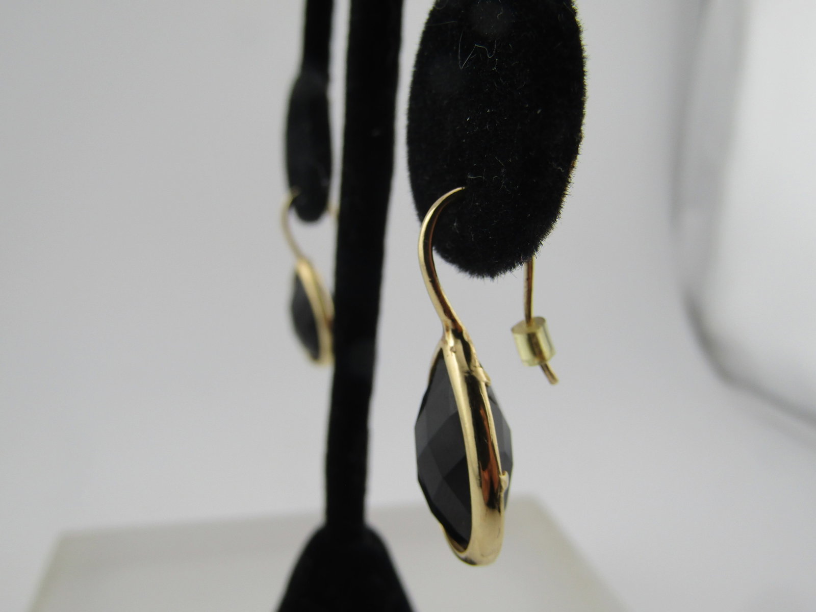 Vintage 14kt Black Onyx Earrings, Pierced, 1980's-1990's - 2
