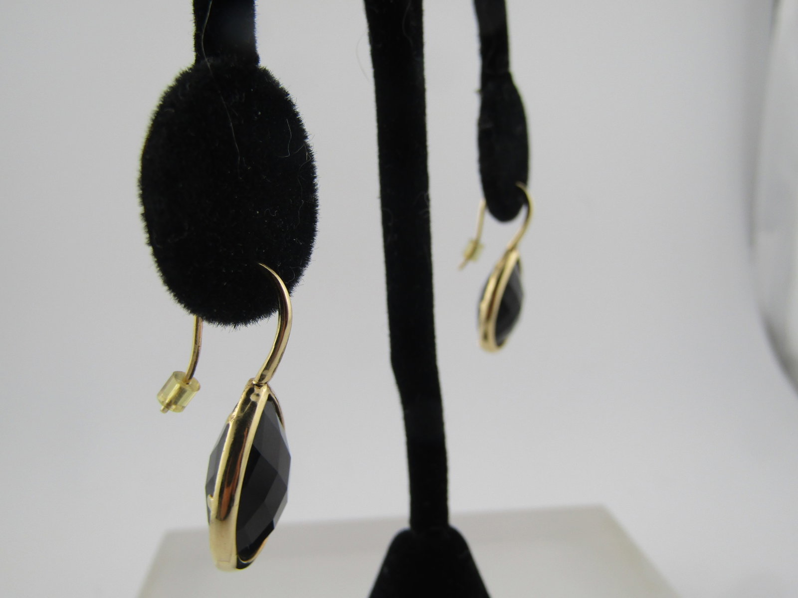 Vintage 14kt Black Onyx Earrings, Pierced, 1980's-1990's - 3