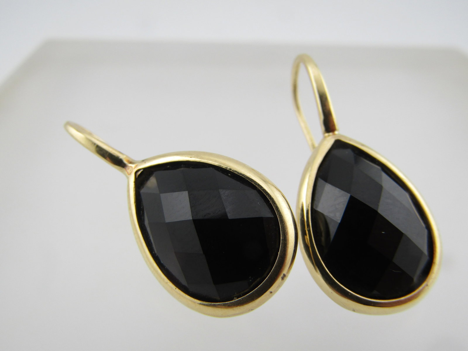 Vintage 14kt Black Onyx Earrings, Pierced, 1980's-1990's - 5