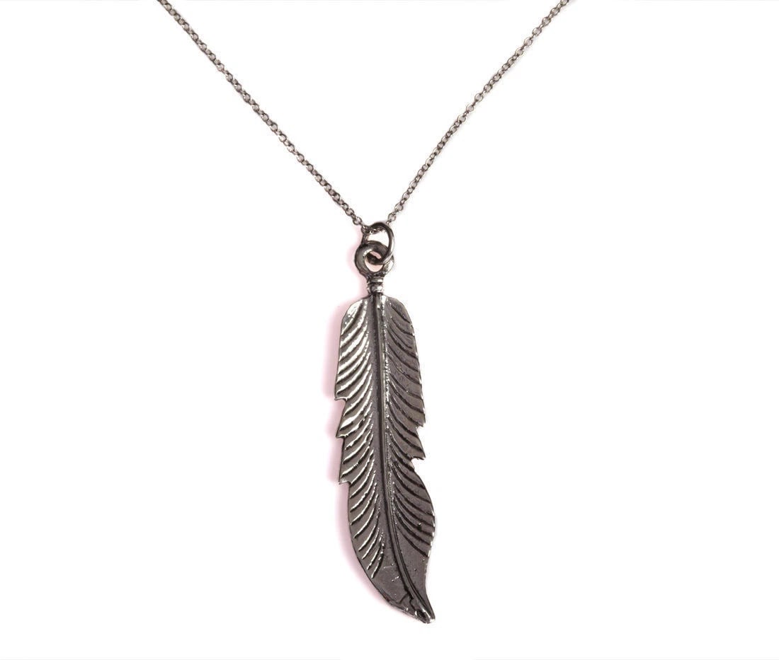 Sterling Silver Feather Charm Necklace - 2