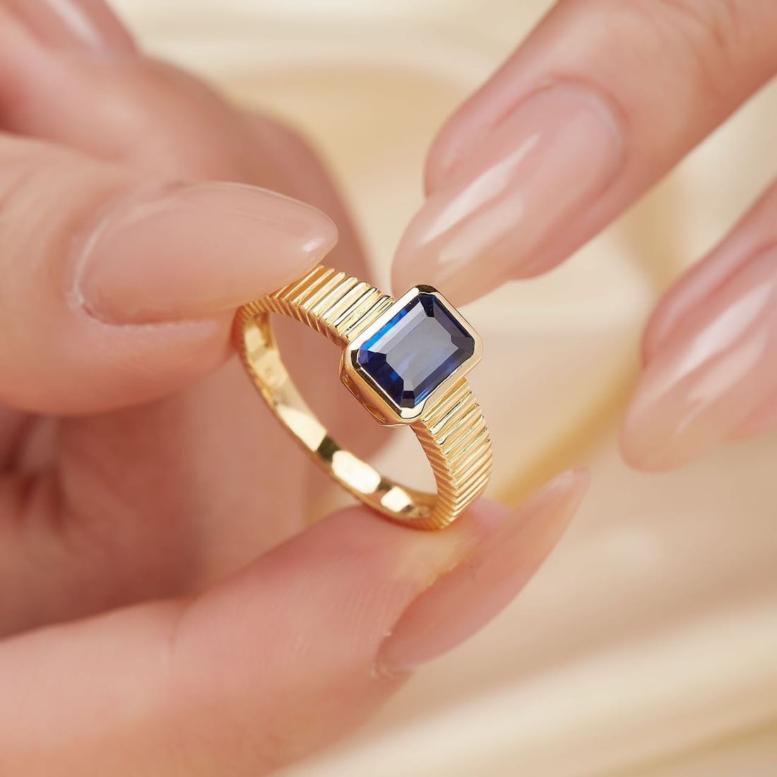 14K GOLD 1.55 CT NATURAL SAPPHIRE RING - 5