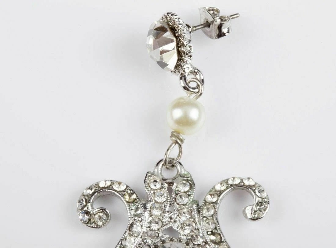 Runway Rhinestone and Faux Pearl Chandelier Earrings - 6