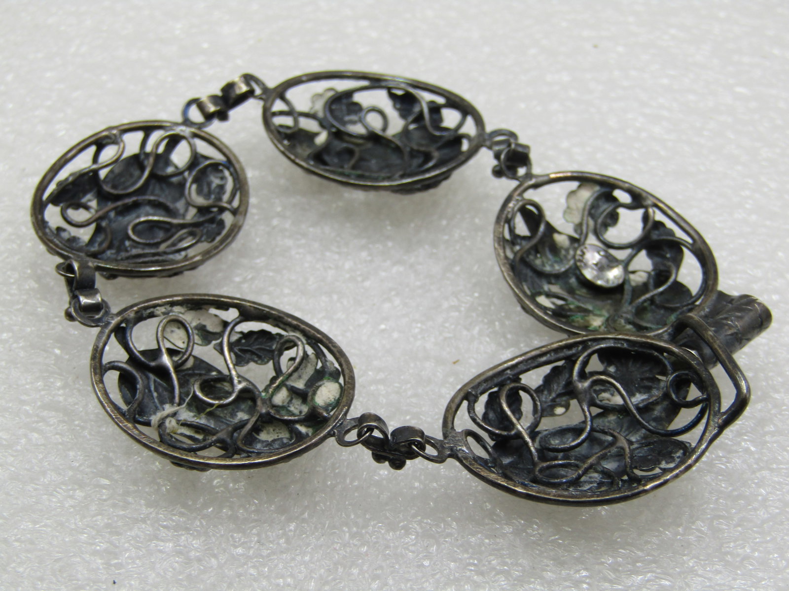 Vintage Sterling Floral and Leaf Braclet, Sterling Craft by Coro, 7.5", 1940's - 6