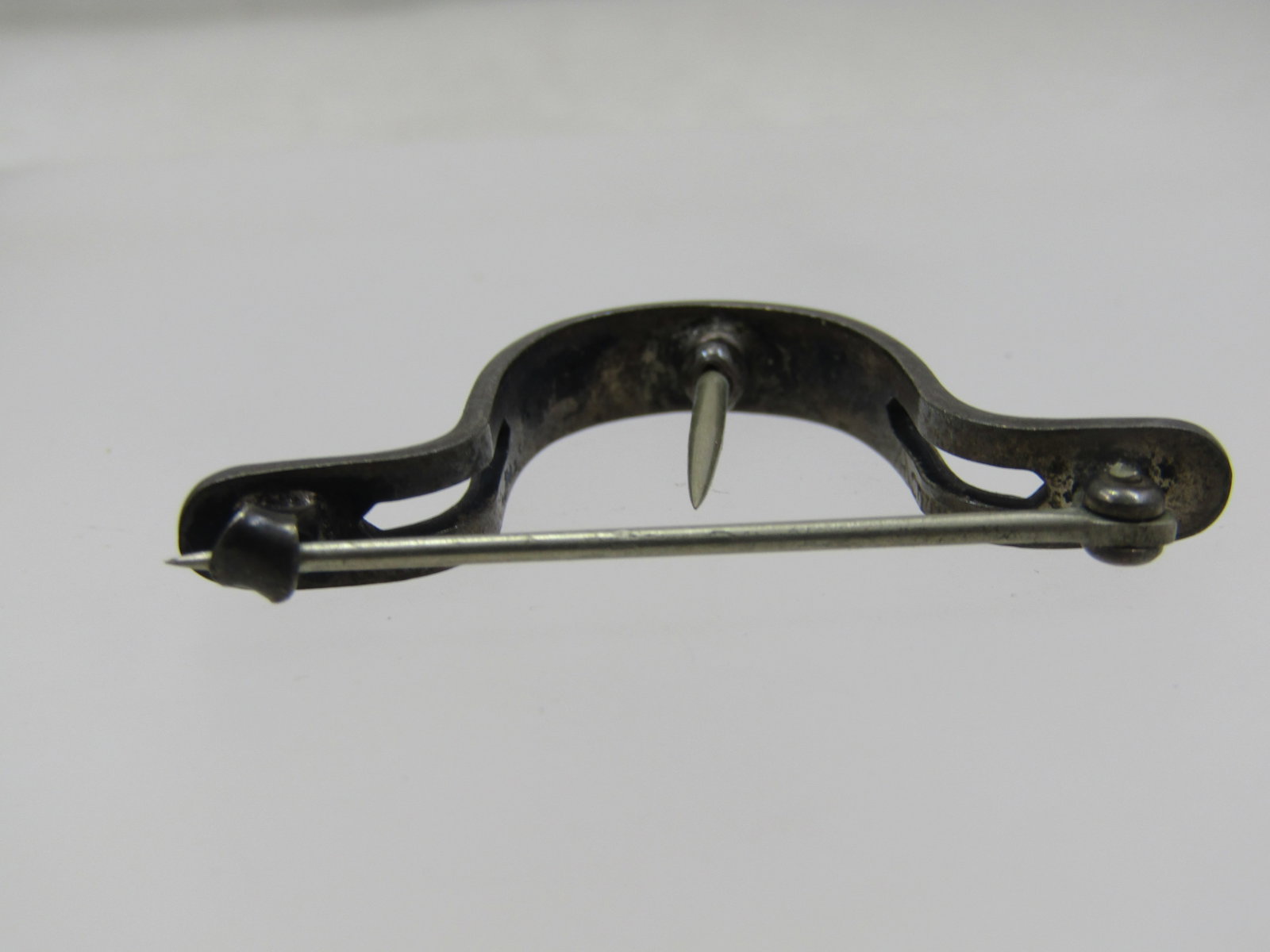 Victorian Sterling Guilloche Curved Floral Holder Brooch/Tussie Mussie - 5