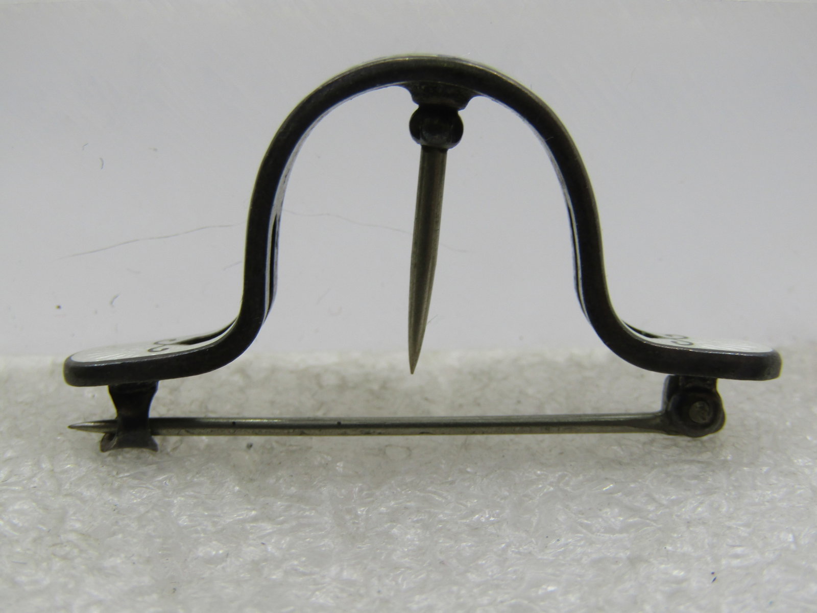 Victorian Sterling Guilloche Curved Floral Holder Brooch/Tussie Mussie - 6