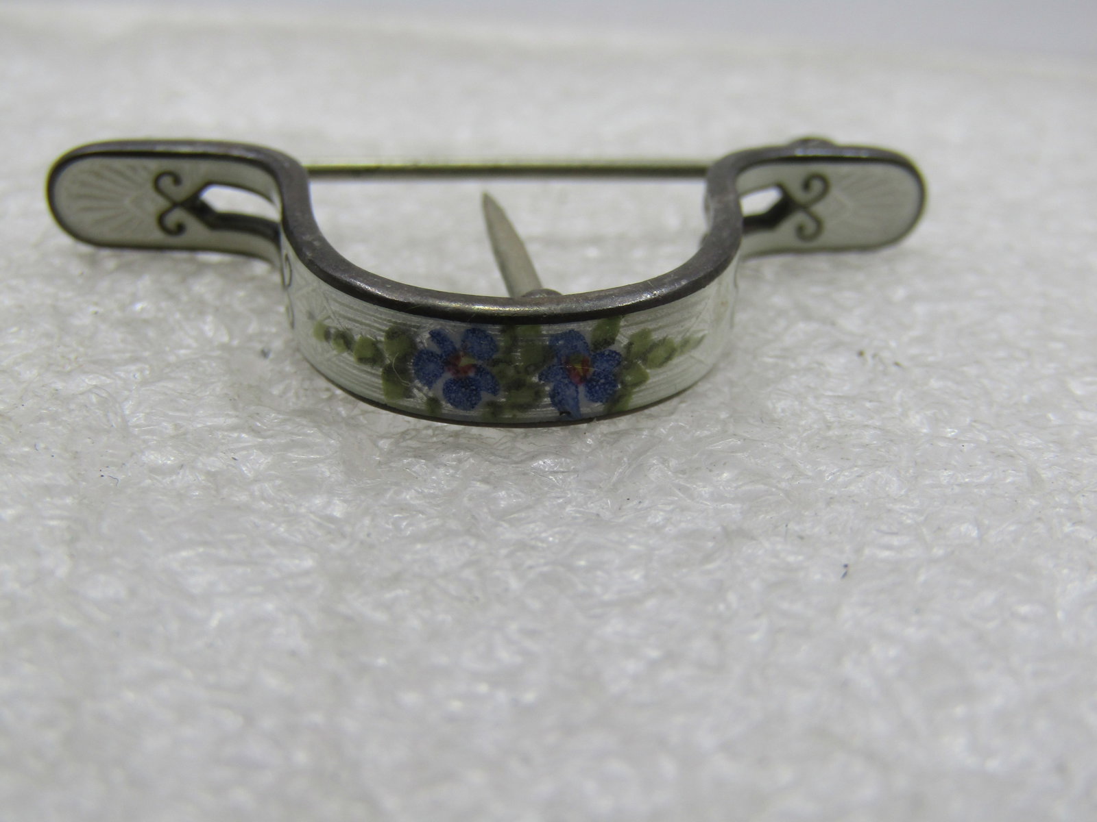 Victorian Sterling Guilloche Curved Floral Holder Brooch/Tussie Mussie - 7