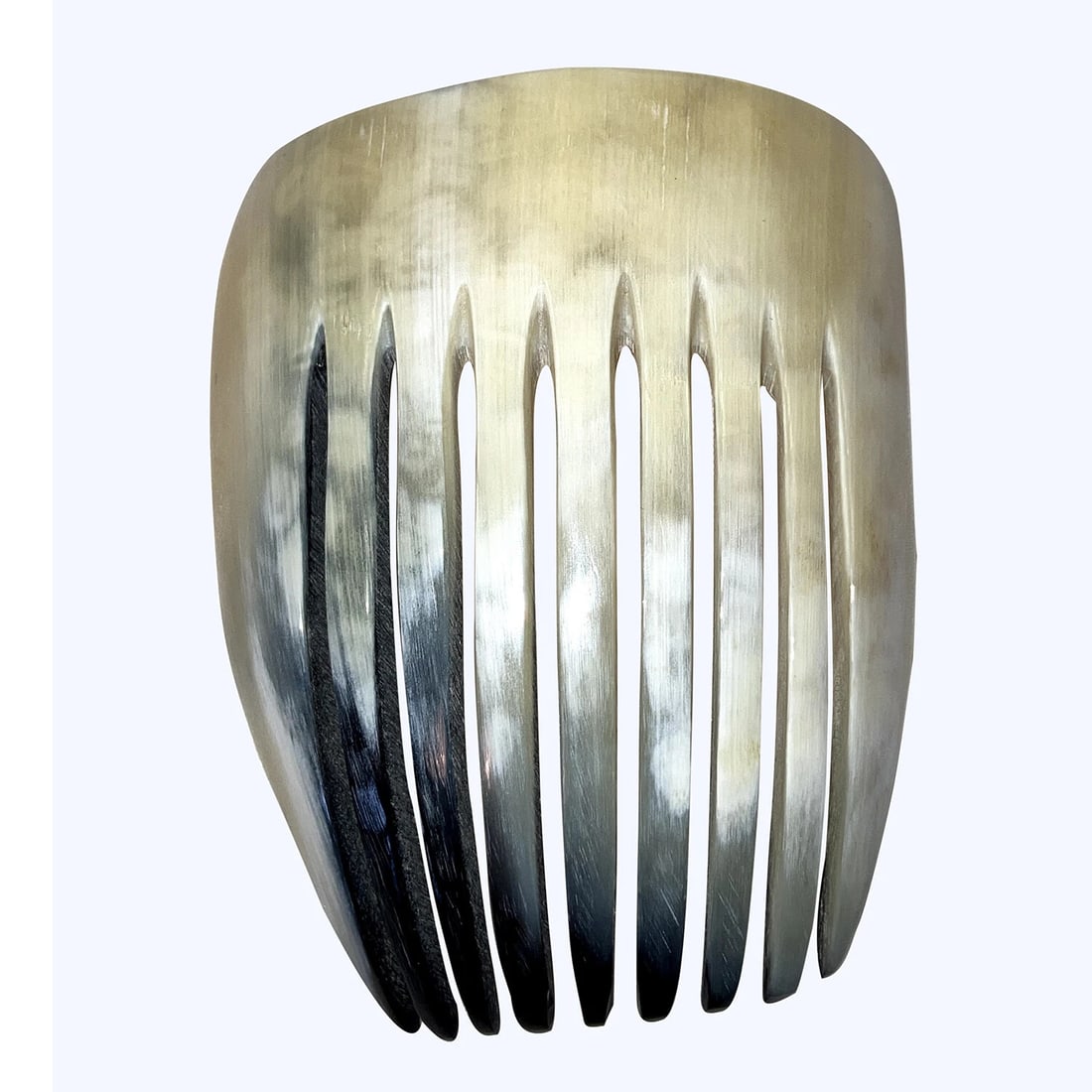 Mexican Hand Made White and Black Cow Horn Decorative Hair Comb (1 of 5)
