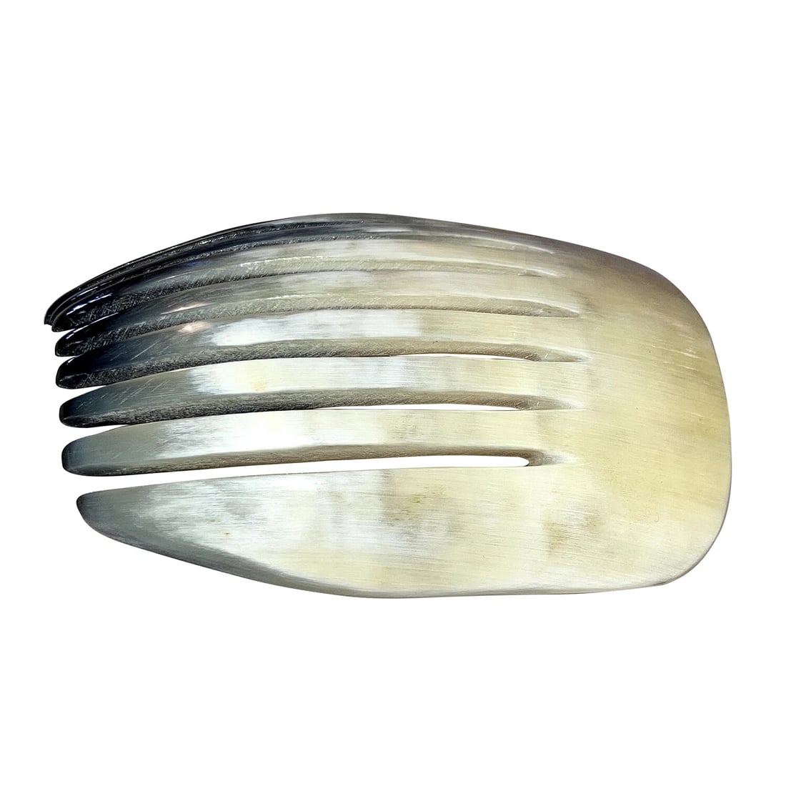 Mexican Hand Made White and Black Cow Horn Decorative Hair Comb - 3