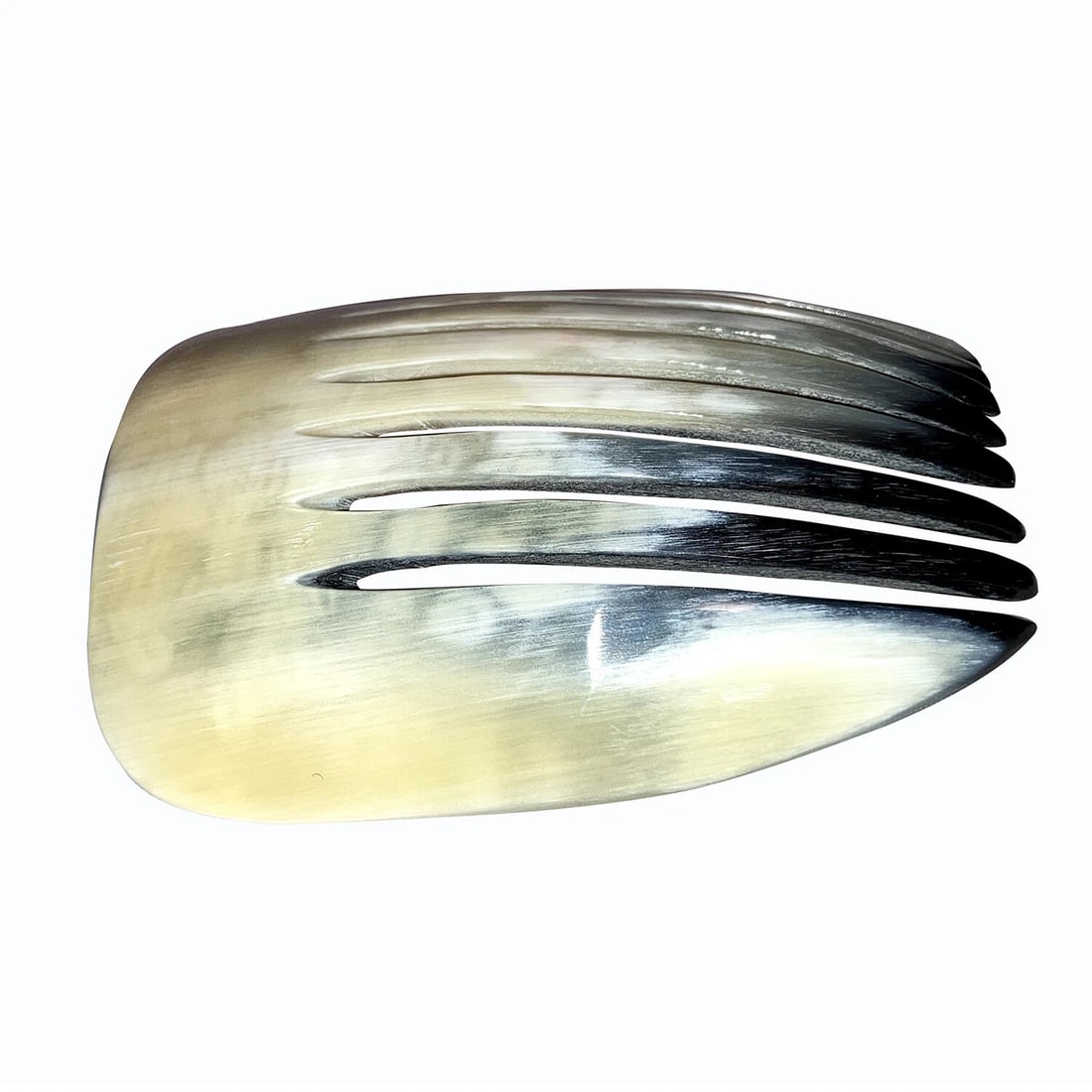 Mexican Hand Made White and Black Cow Horn Decorative Hair Comb - 4