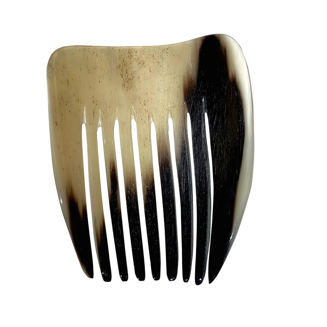 Mexican Hand Made White and Black Cow Horn Decorative Hair Comb - 5