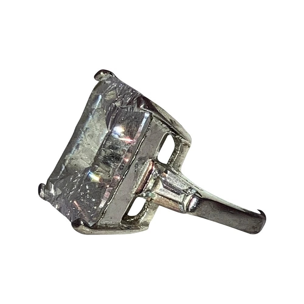 Emerald Cut Reverse Carved Quartz Rock Crystal Statement Cocktail Ring - 4