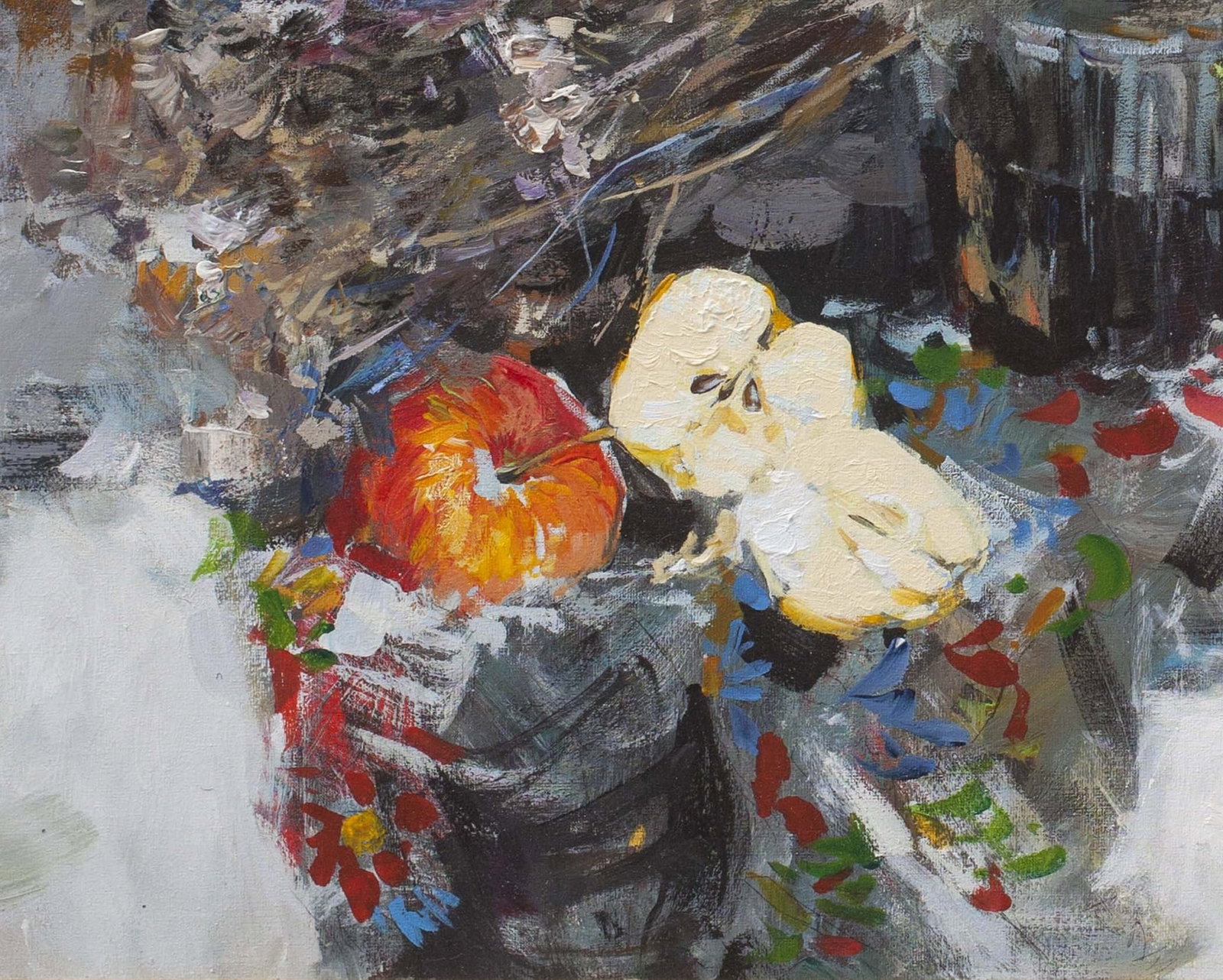Oil painting Winter still life.Red wine Ukrainian Artist - 4