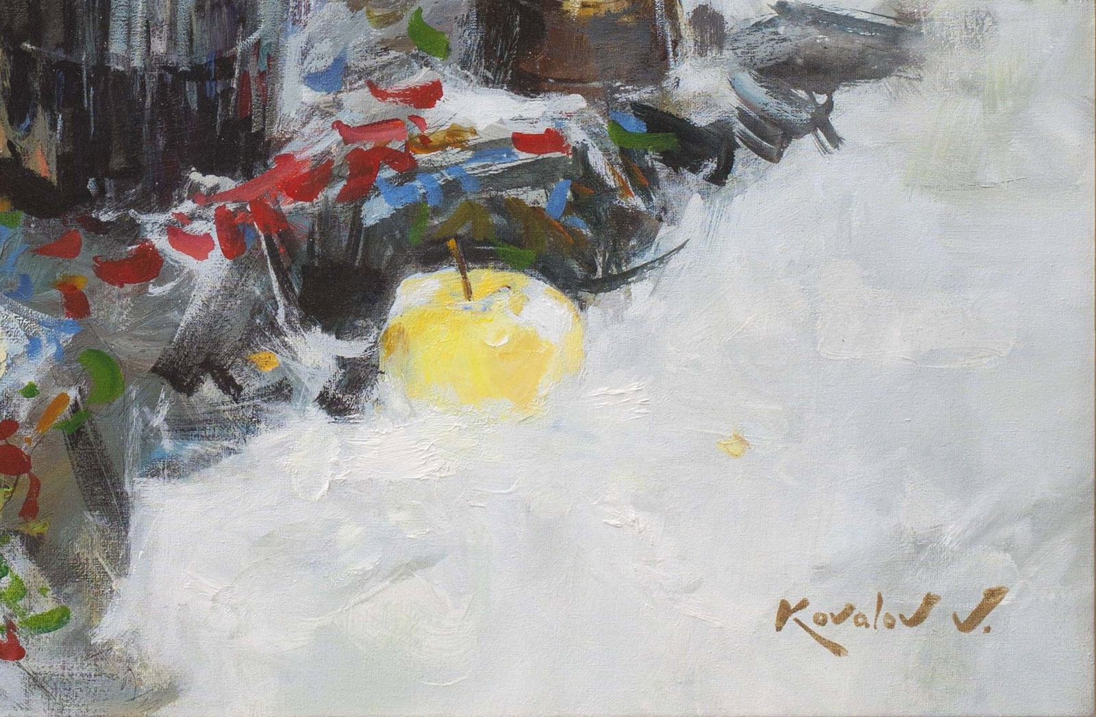 Oil painting Winter still life.Red wine Ukrainian Artist - 5