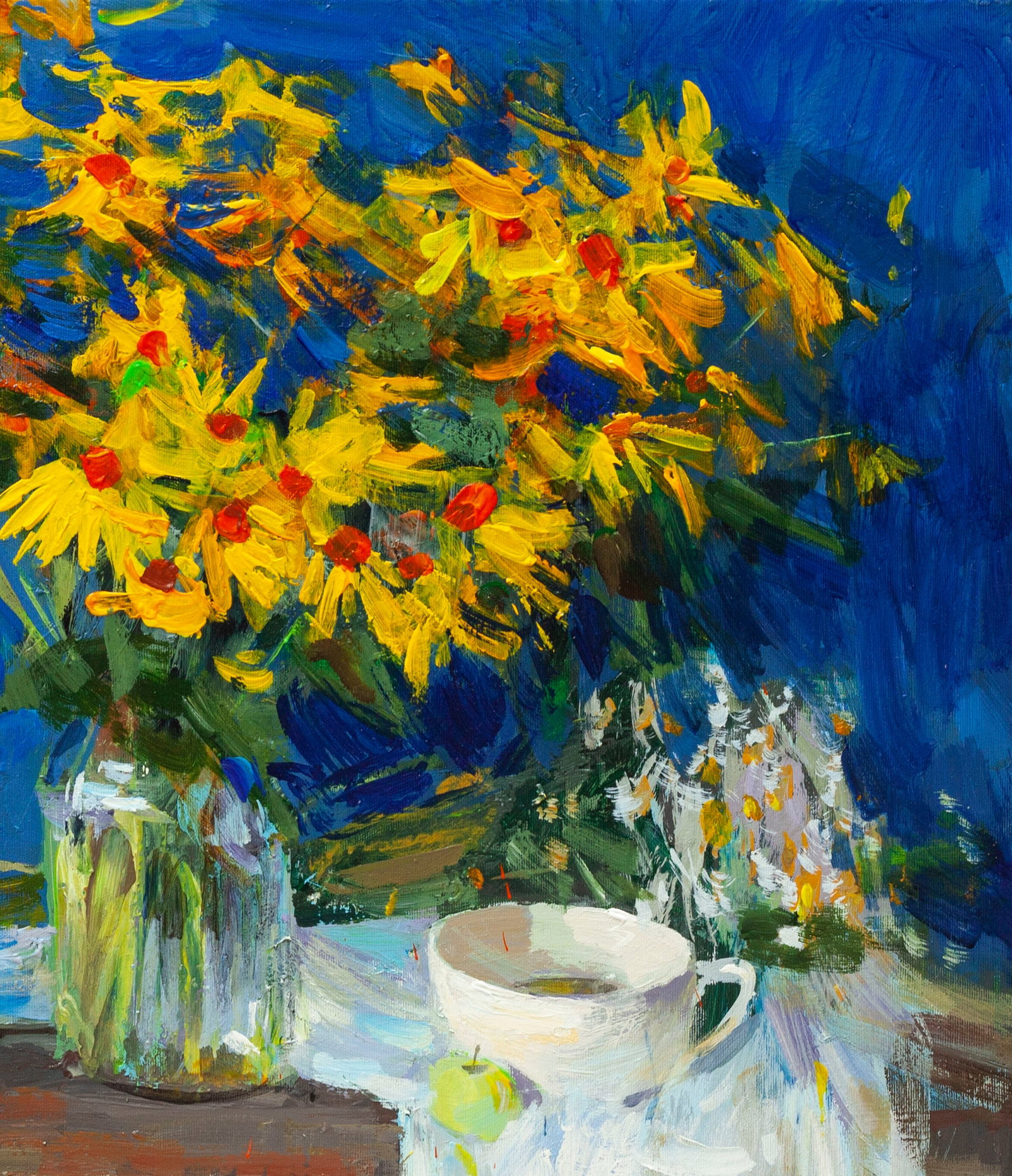 Oil painting Yellow flowers Ukrainian Artist - 3