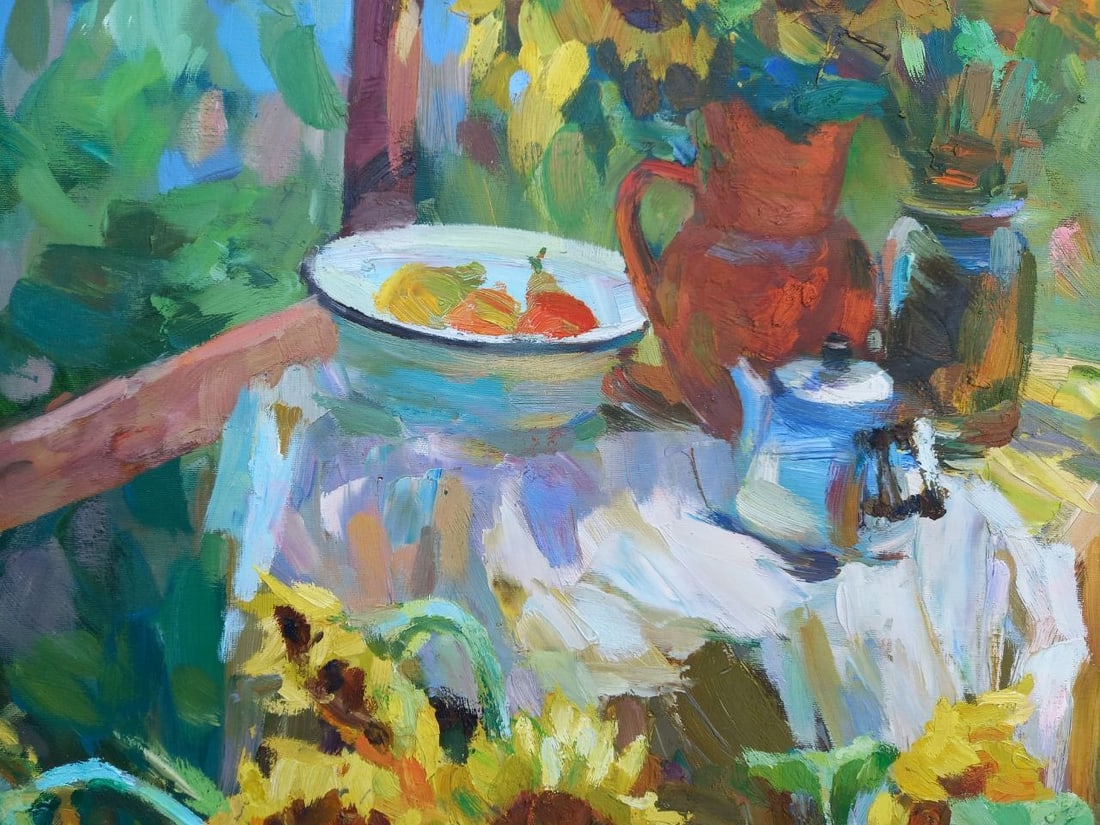 Oil painting Sunflowers on the porch Alex Ditriev - 7