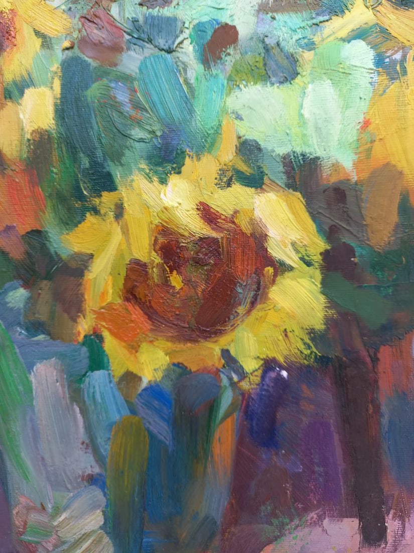 Oil painting Sunflowers on the porch Alex Ditriev - 8