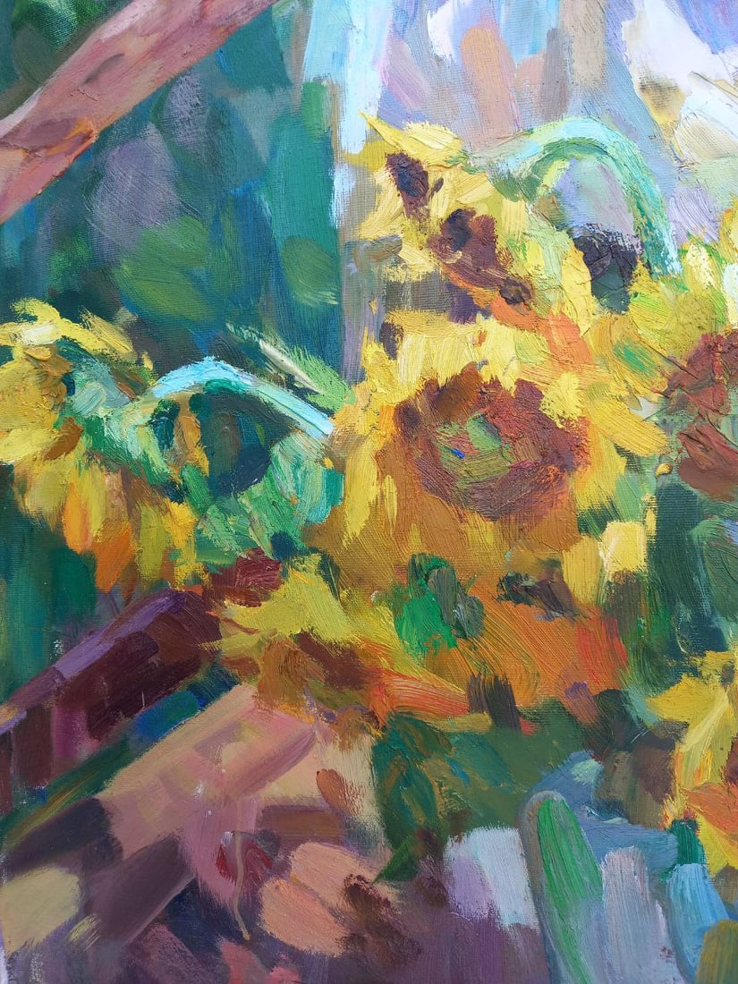 Oil painting Sunflowers on the porch Alex Ditriev - 9