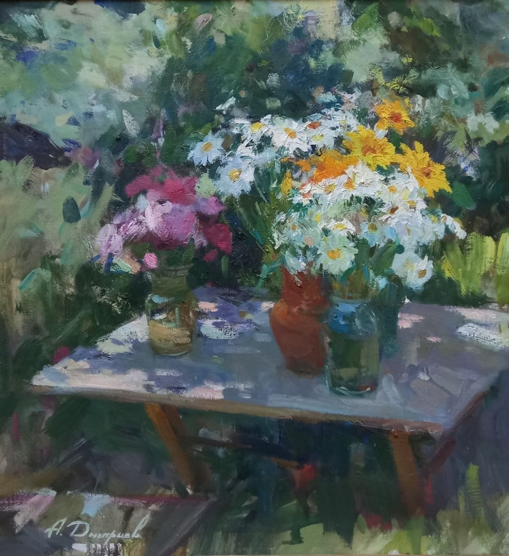 Oil painting Sunny bouquet Alex Ditriev: Title: Oil painting Sunny bouquet Alex Ditriev Description: 361AD Painter: Alex Ditriev Size: 79x84 cm/ 31.1x33.1 inches Components: oil, canvas Original painting from our collection ERA: 2017 Short i