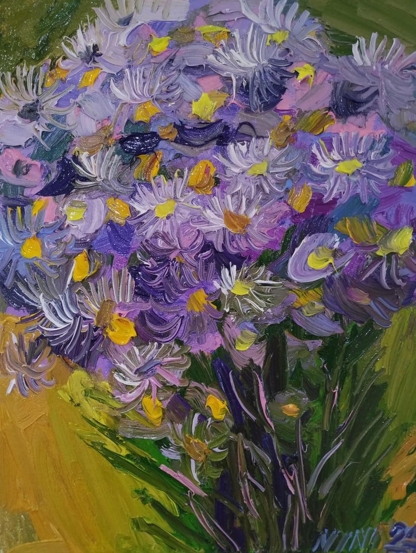 Oil painting Cornflowers Nina L: Title: Oil painting Cornflowers Nina L Description: 41Lt Painter: Nina L. Size: 40x30 cm/ 15.74x11.81 inches Components: oil, canvas Original painting CONDiTiON: exellent ERA: 2024 ARTiST: She was