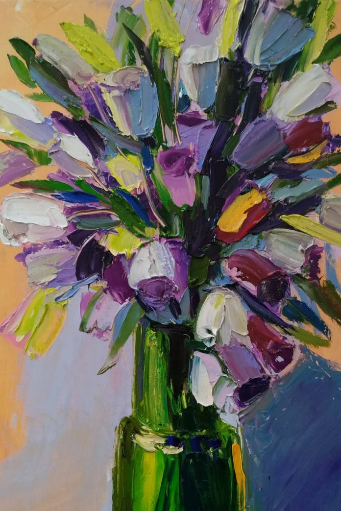 Oil painting Eustoma Nina L - 7