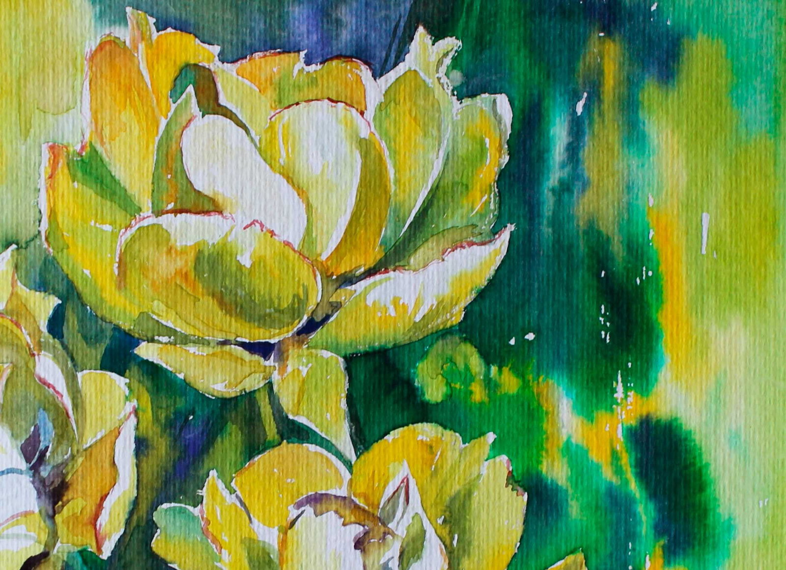 Watercolor painting Yellow tulips Maria Voloschak - 3
