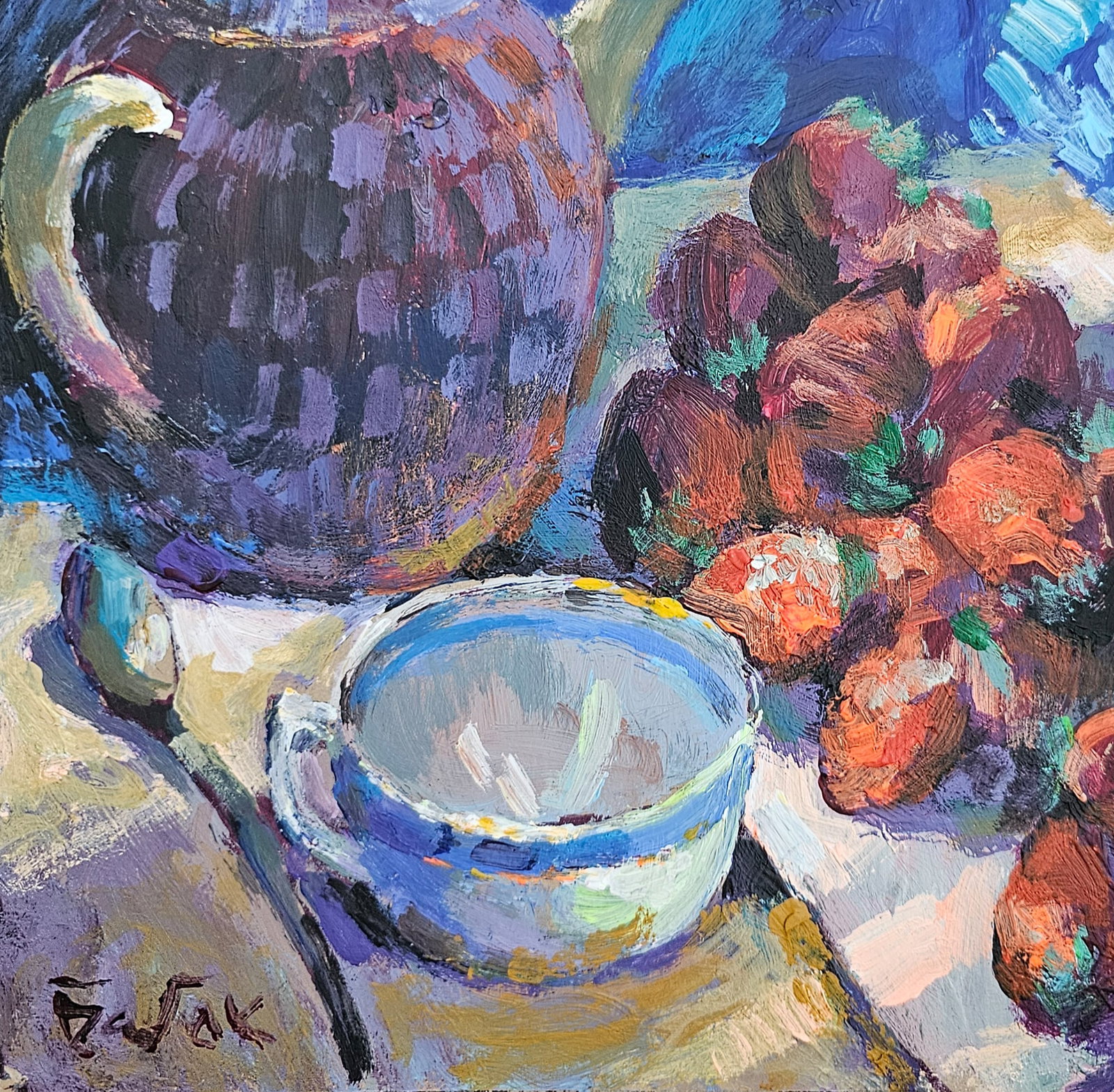 Acrylic painting still life with strawberries Vyacheslav Petrovich Babac - 5