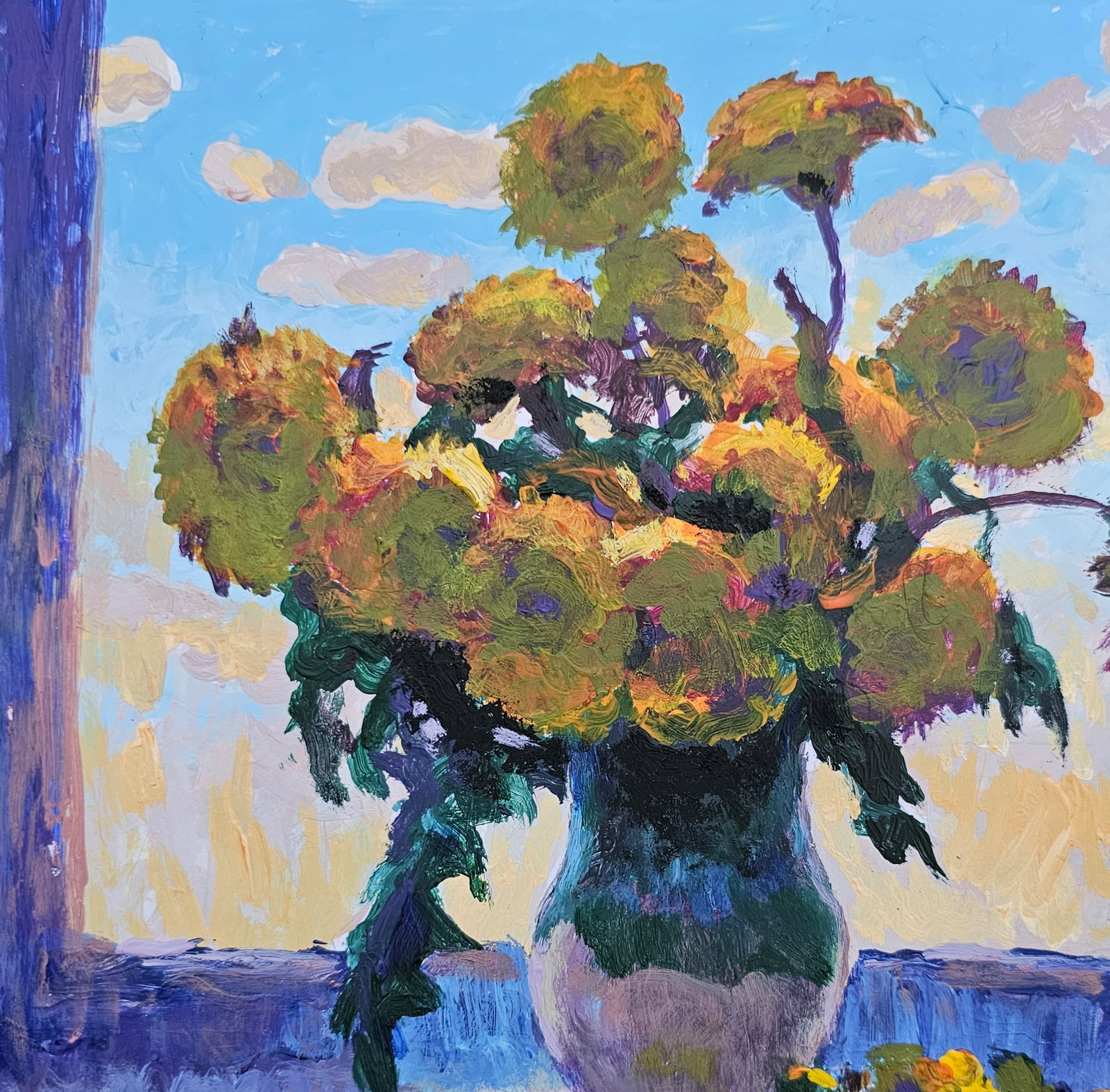 Acrylic painting dandelions on the window Vyacheslav Petrovich Babac - 3