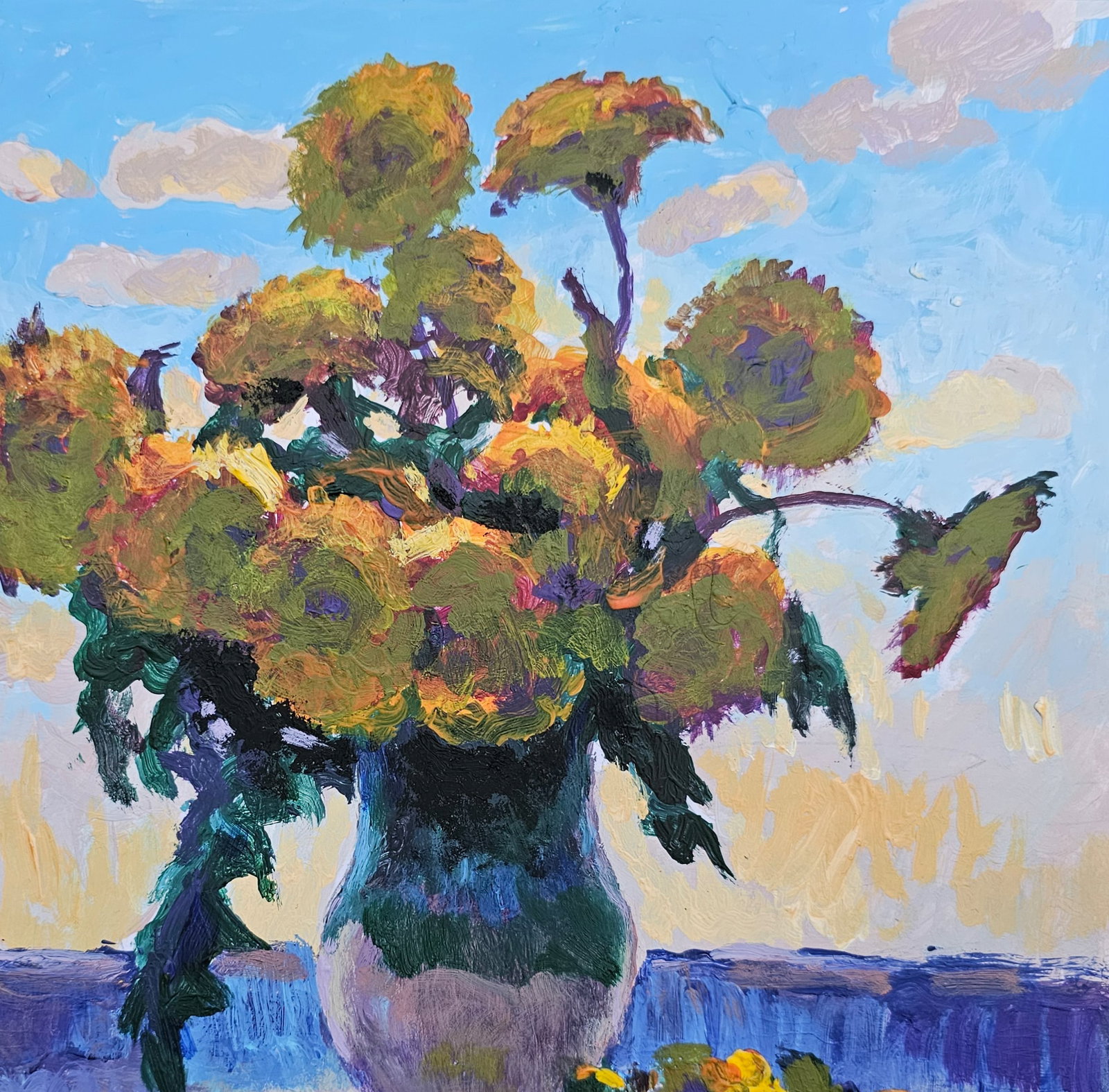 Acrylic painting dandelions on the window Vyacheslav Petrovich Babac - 4