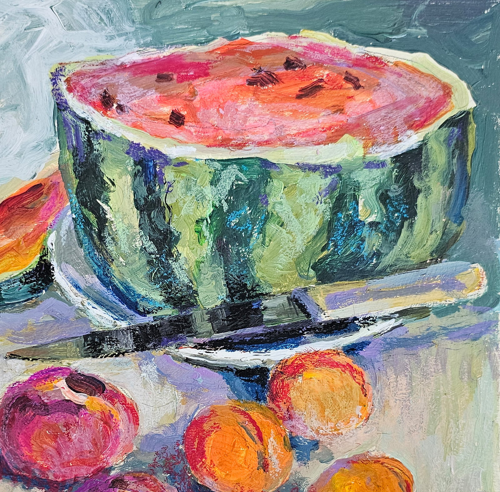 Acrylic painting Still life with watermelon Vyacheslav Petrovich Babac - 4