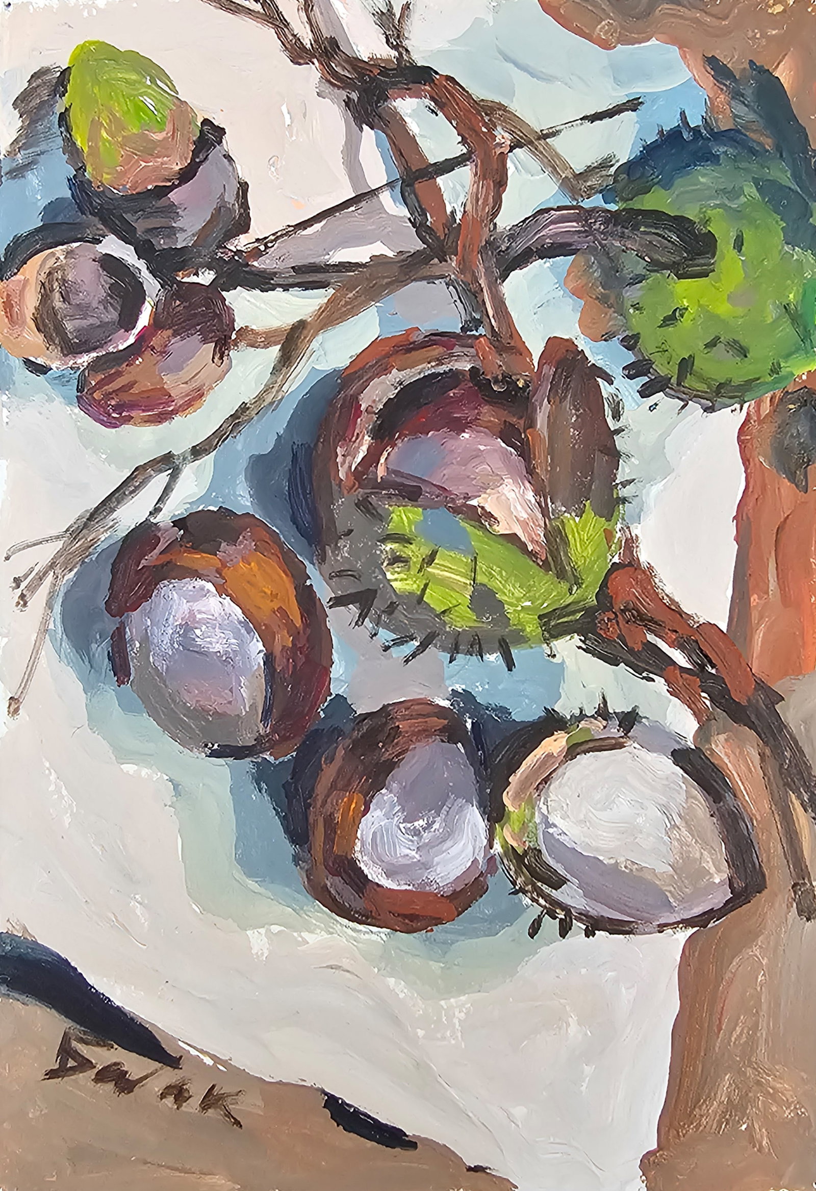 Acrylic painting autumn chestnuts Vyacheslav Petrovich Babac: Title: Acrylic painting autumn chestnuts Vyacheslav Petrovich Babac Description: 356BA Painter: Vyacheslav Petrovick Babac Size: -x- cm/ -x- inches Components: Acrylic, cardboard Original painting