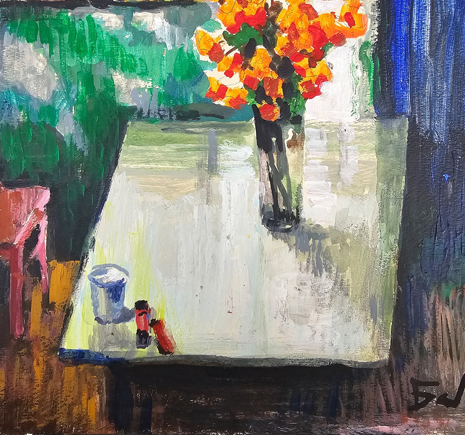 Acrylic painting Still life with marigolds Vyacheslav Petrovich Babac - 5