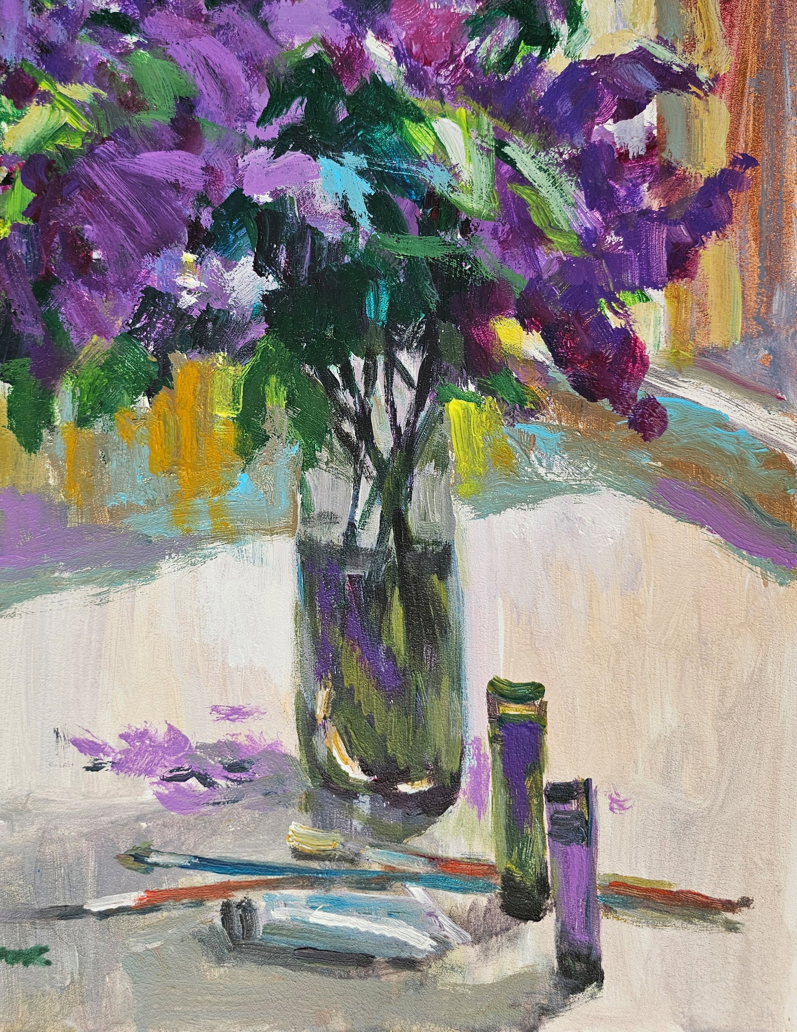 Acrylic painting lilac still life Vyacheslav Petrovich Babac - 6