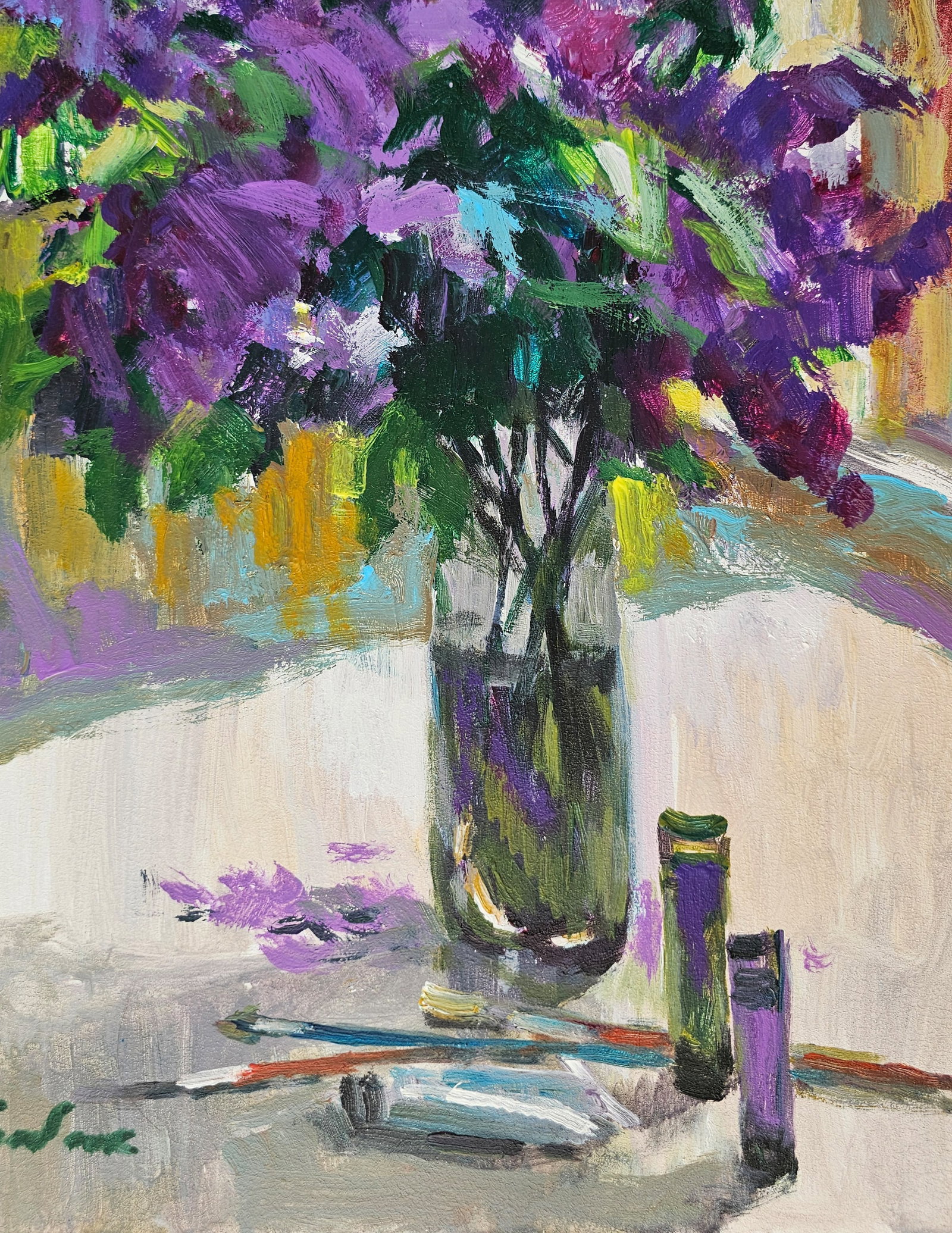 Acrylic painting lilac still life Vyacheslav Petrovich Babac - 9