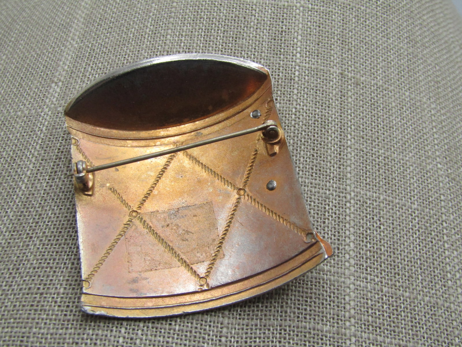 Vintage 1940's Military Drum With Rhinestones, WWII, Eagle Insignia - 4