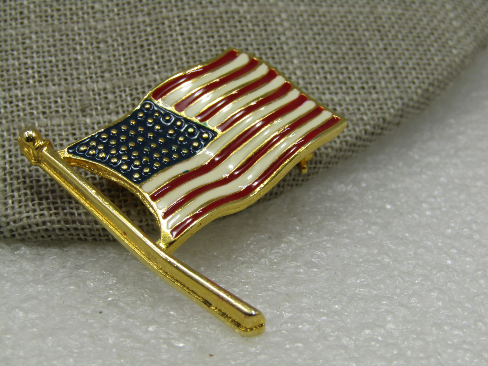 Enameled USA Flag Brooch - 2